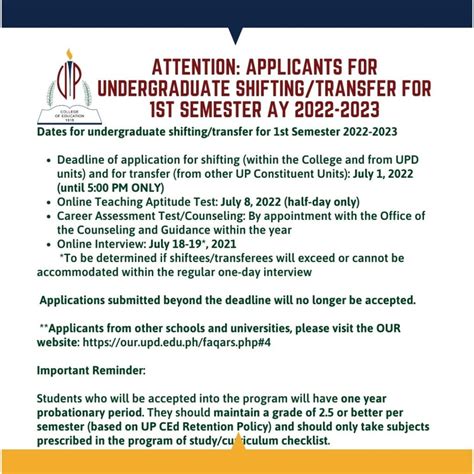 Online Application for Undergraduate Transferee Applicants.